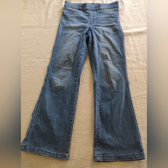 Spanx Jeans Women Medium Blue Kick Flare High Rise Vintage Indigo Pull On Denim - Picture 1 of 11